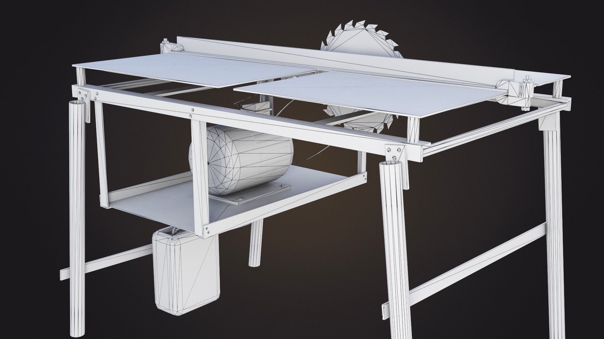 Hand Made Circular Machine Low-poly 3D model_15