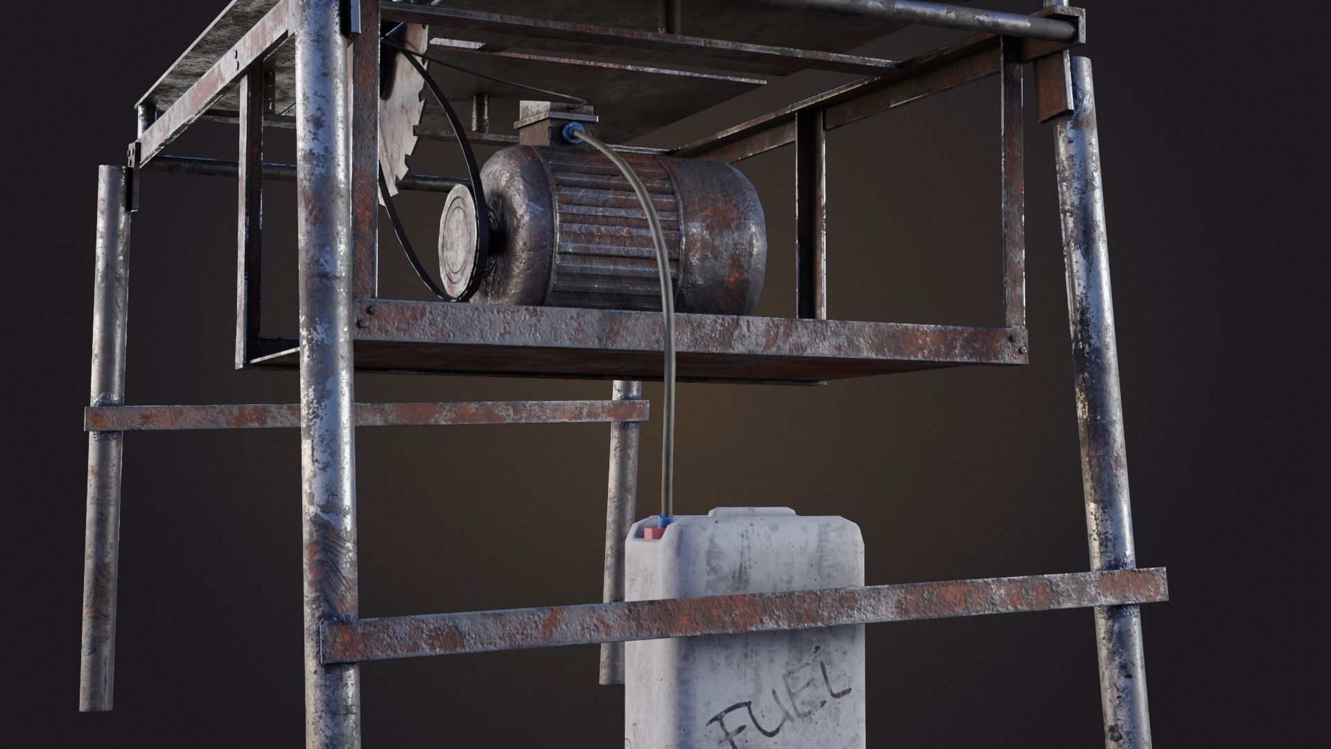 Hand Made Circular Machine Low-poly 3D model_4