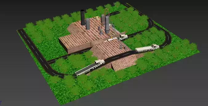 blast furnace Low-poly 3D model