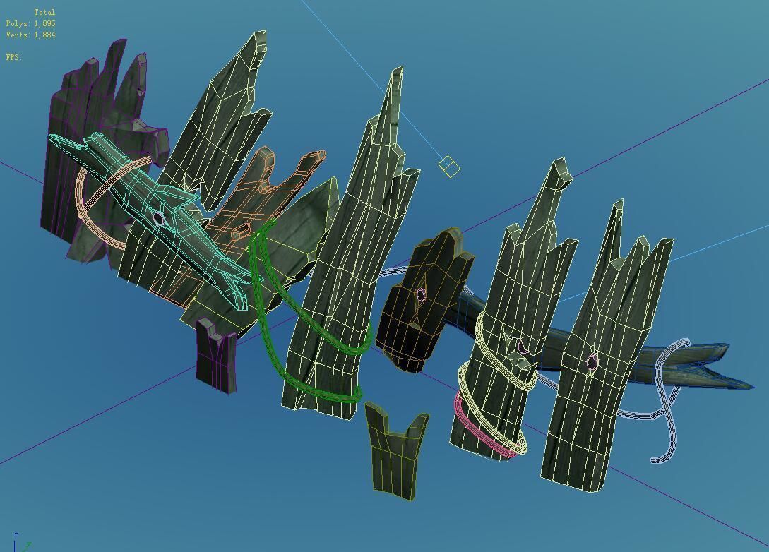 Broken - wooden bar 1-1 3D model_3