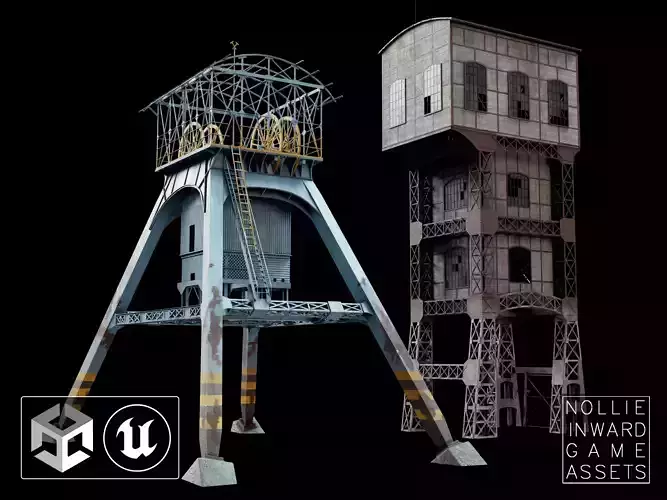 KWK Polska Coal Mine Shaft Towers 3D Model Collection