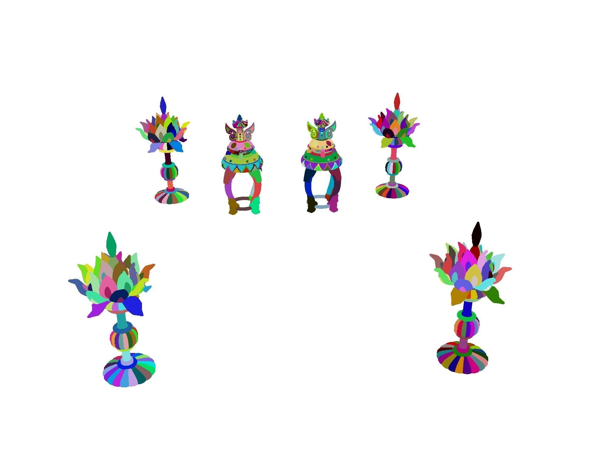 Ancient capital buildings - Palace Lotus Lantern - stools 3D model_1