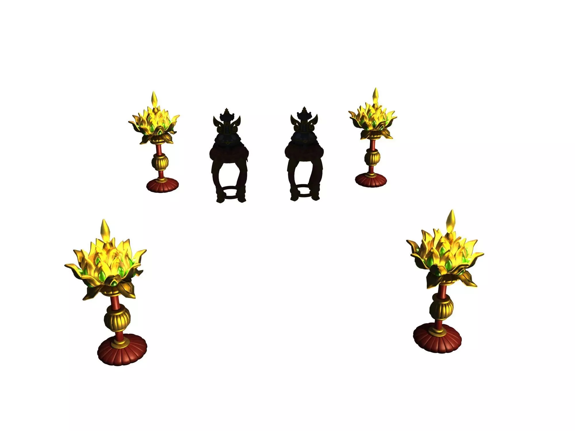 Ancient capital buildings - Palace Lotus Lantern - stools 3D model_0