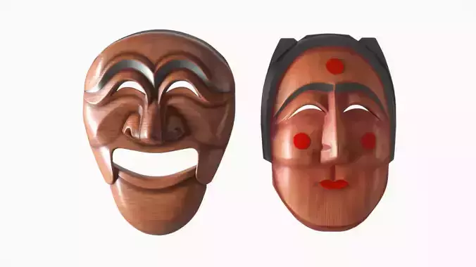 Korean Masks  Hahoetal and Bunetal 3D model