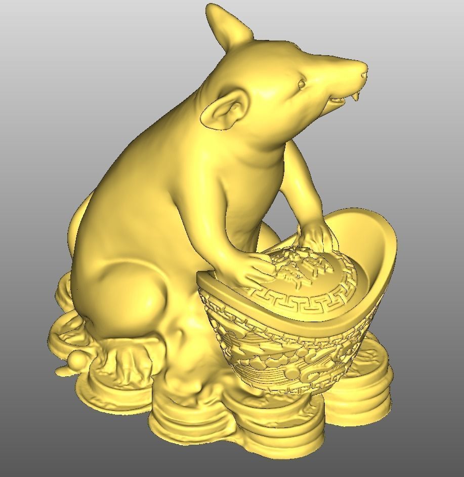 Gold mouse ingot lucky 3D print model_2
