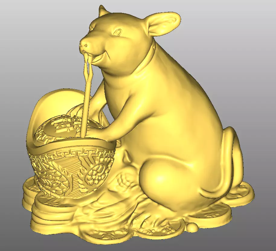 Gold mouse ingot lucky 3D print model_0