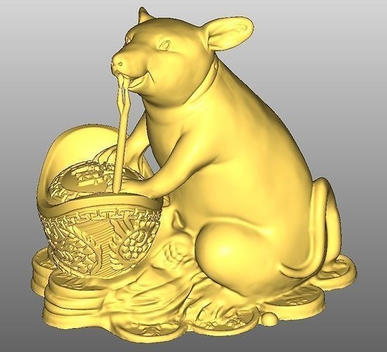 Gold mouse ingot lucky 3D print model