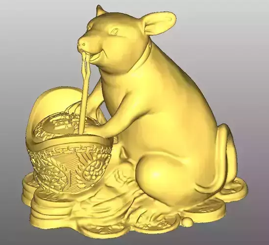 Gold mouse ingot lucky 3D print model