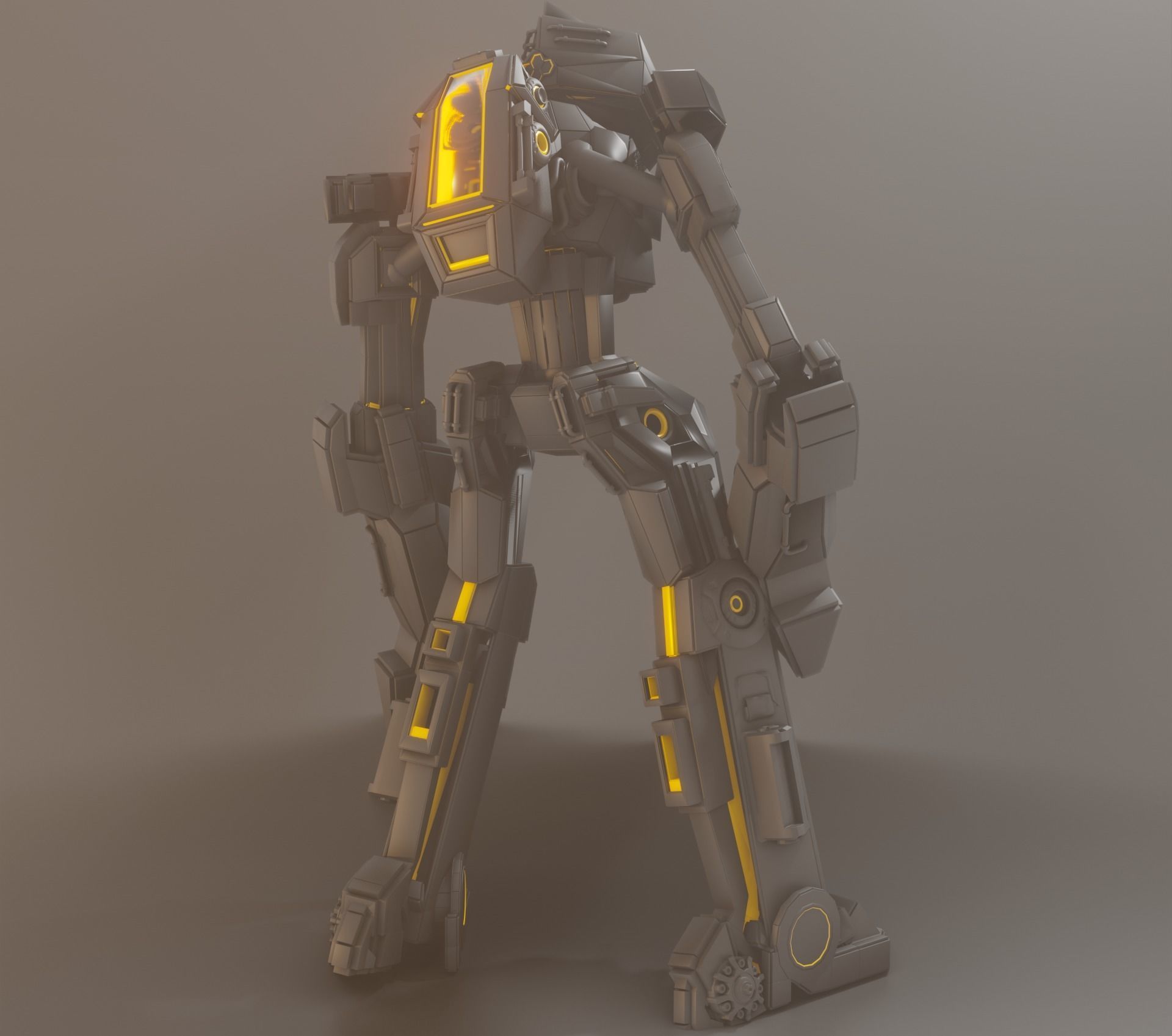 Rigged worker droid robot 3D model_1