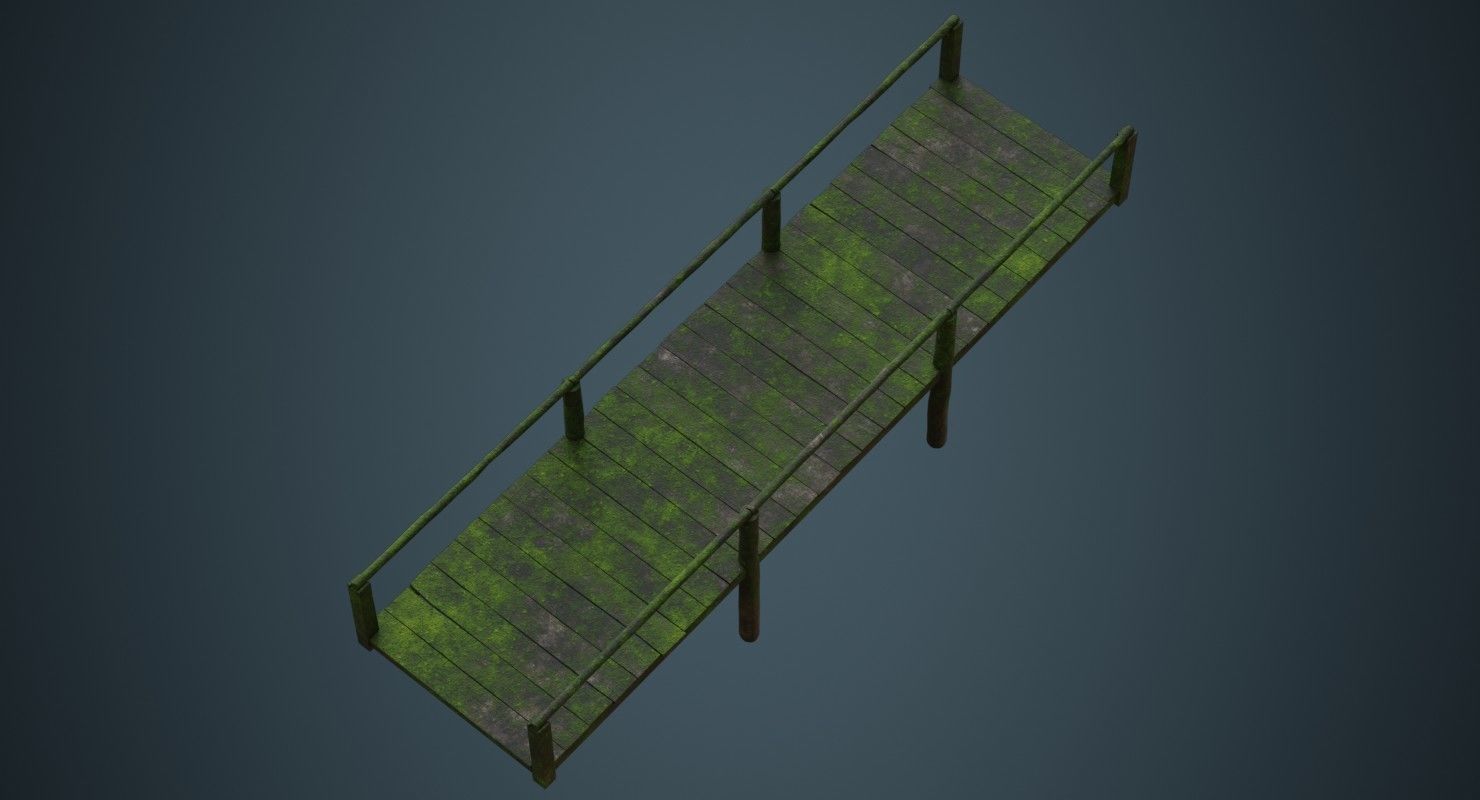 Plank Bridge 2C Low-poly 3D model_5