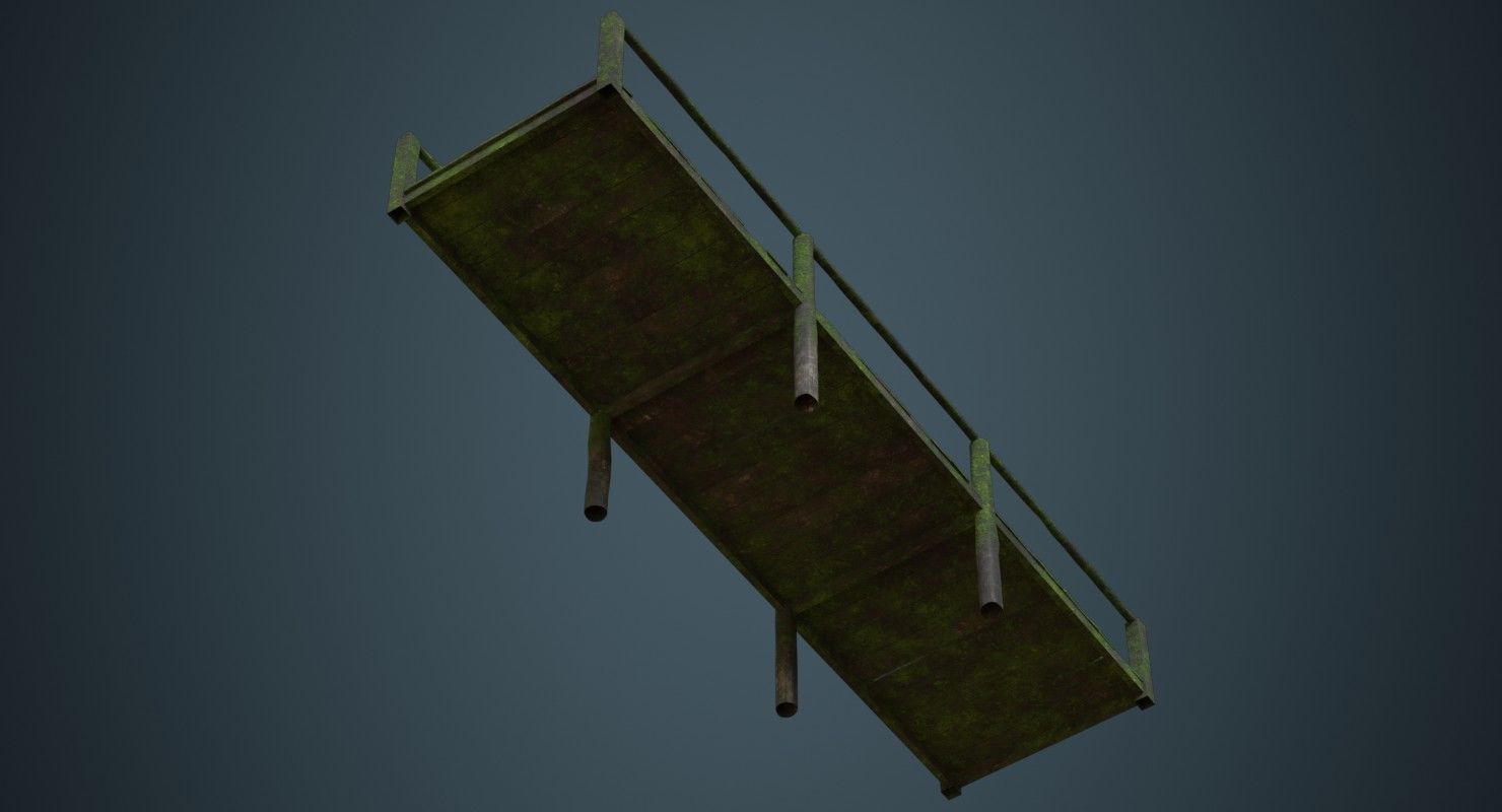 Plank Bridge 2C Low-poly 3D model_7
