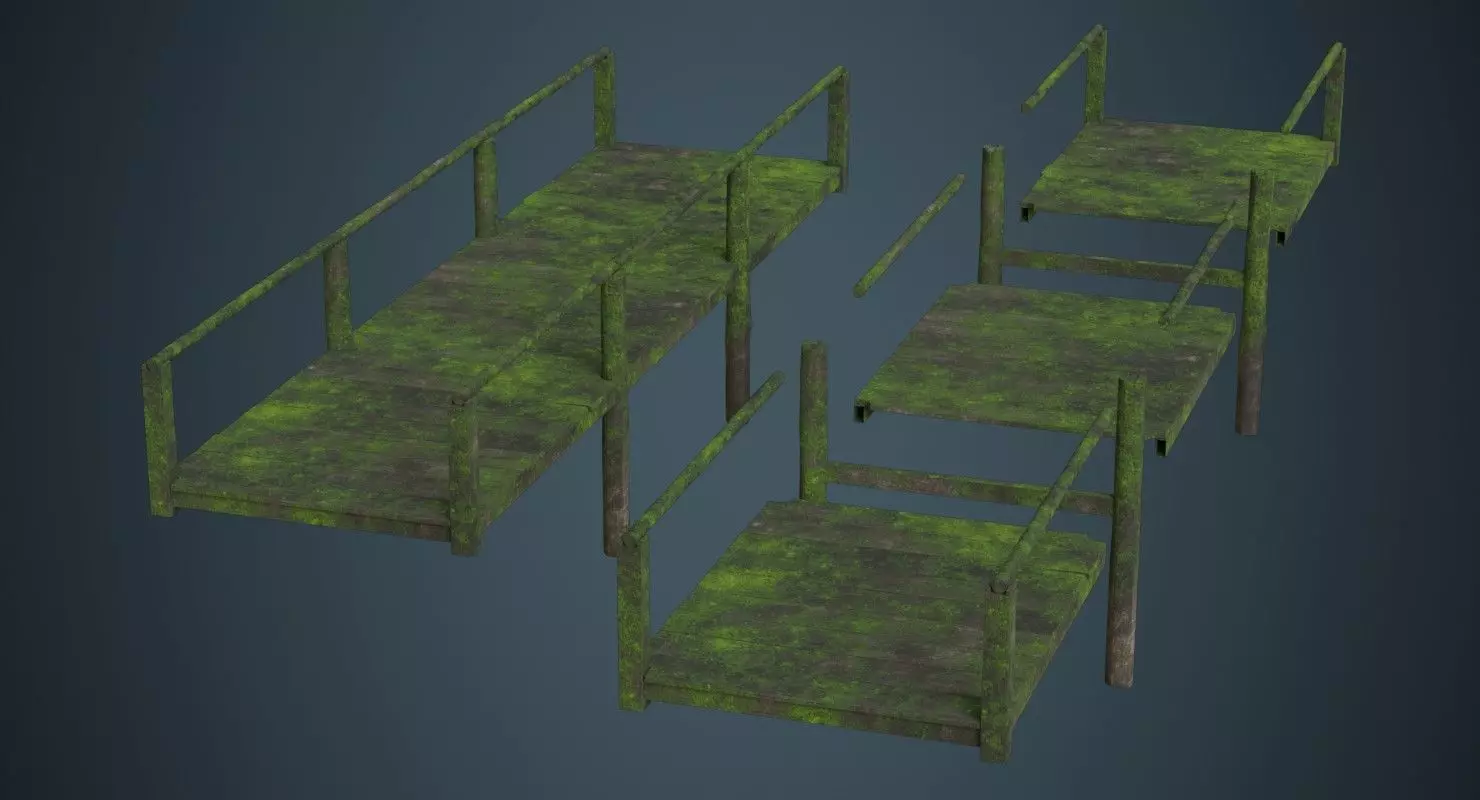Plank Bridge 2C Low-poly 3D model_0
