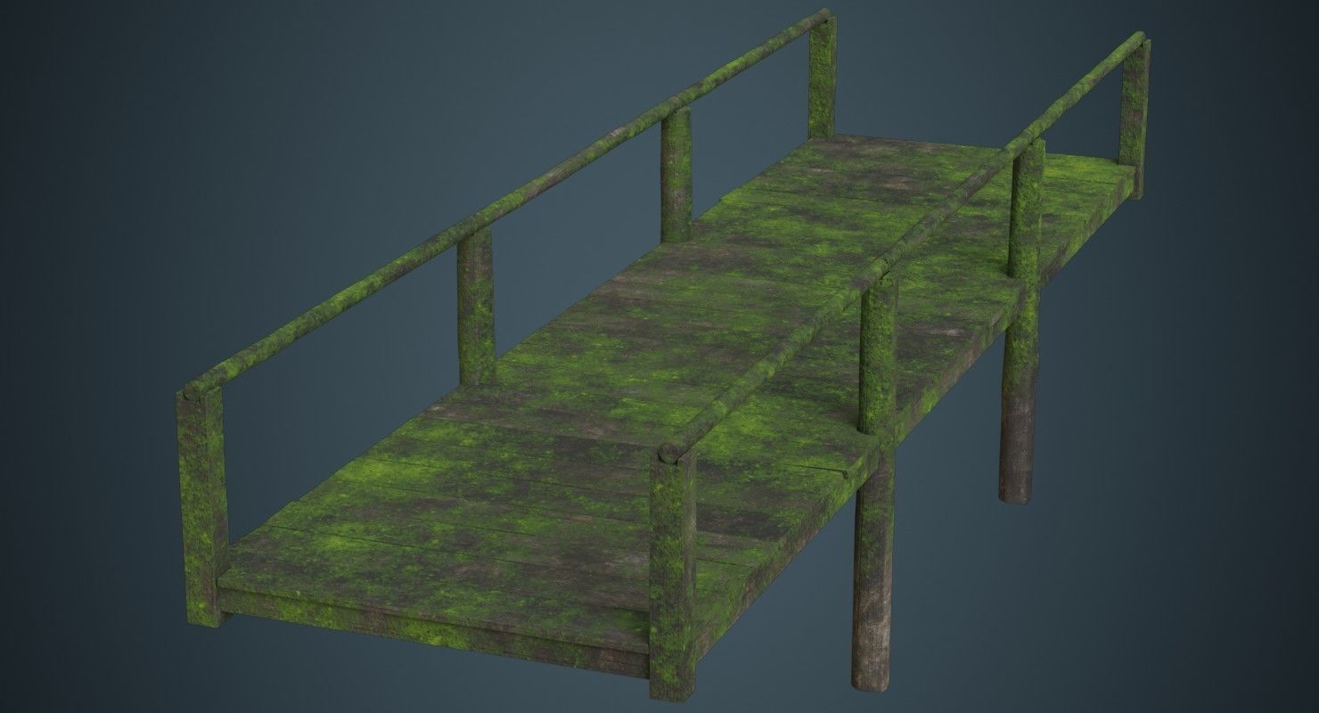 Plank Bridge 2C Low-poly 3D model_3