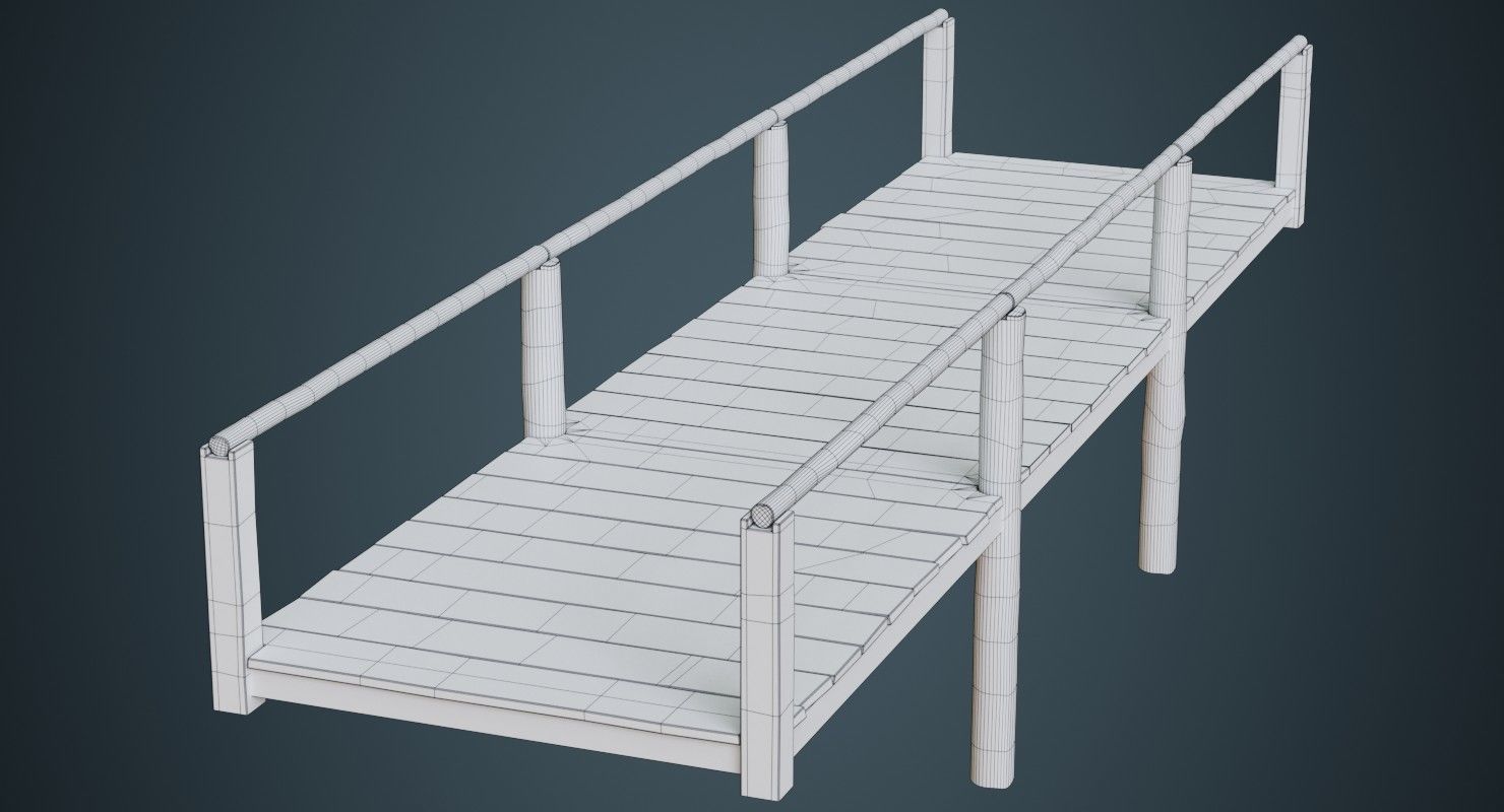 Plank Bridge 2C Low-poly 3D model_9