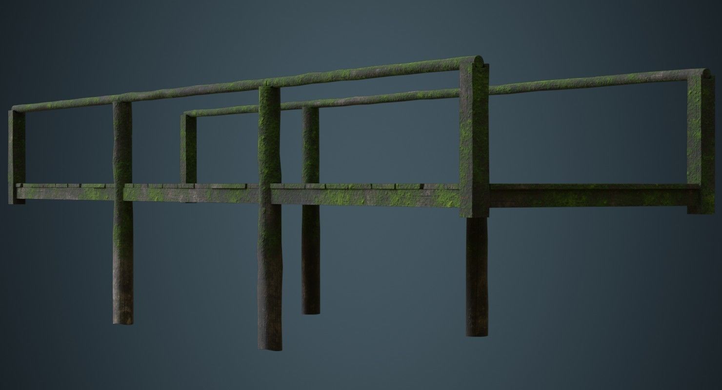 Plank Bridge 2C Low-poly 3D model_6
