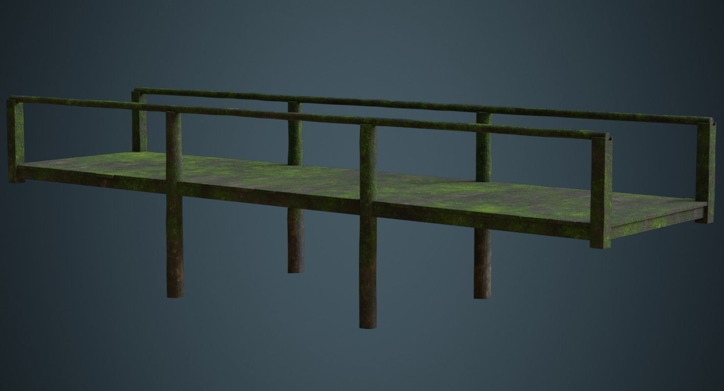 Plank Bridge 2C Low-poly 3D model_4