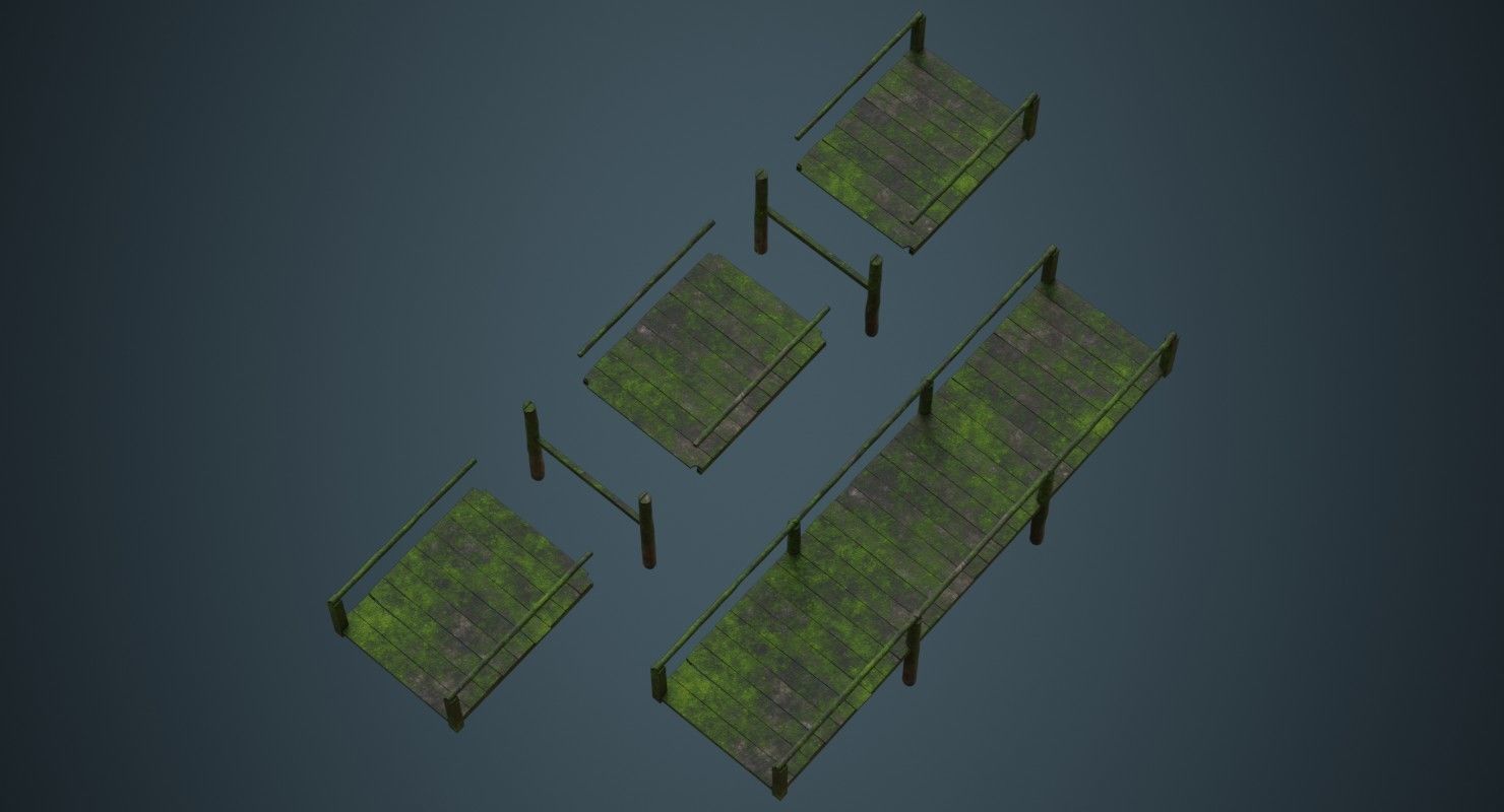 Plank Bridge 2C Low-poly 3D model_1