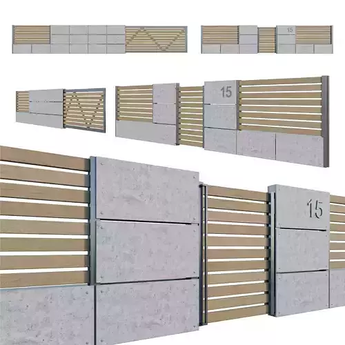 Fence set of concrete panels