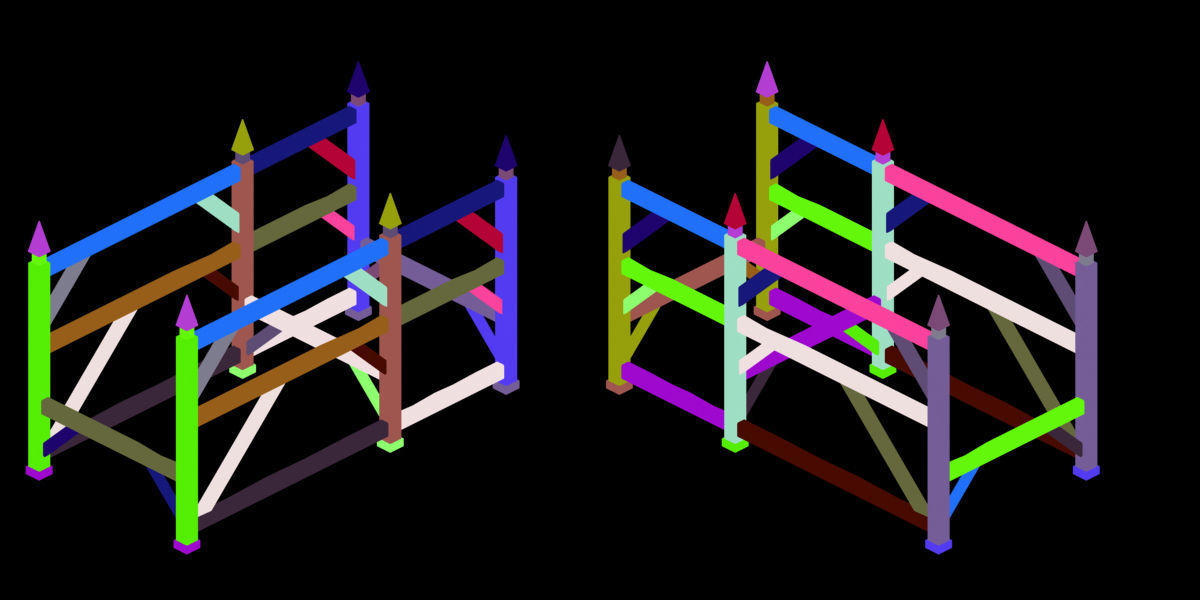 Horse racing area - wooden bar 01 3D model_3