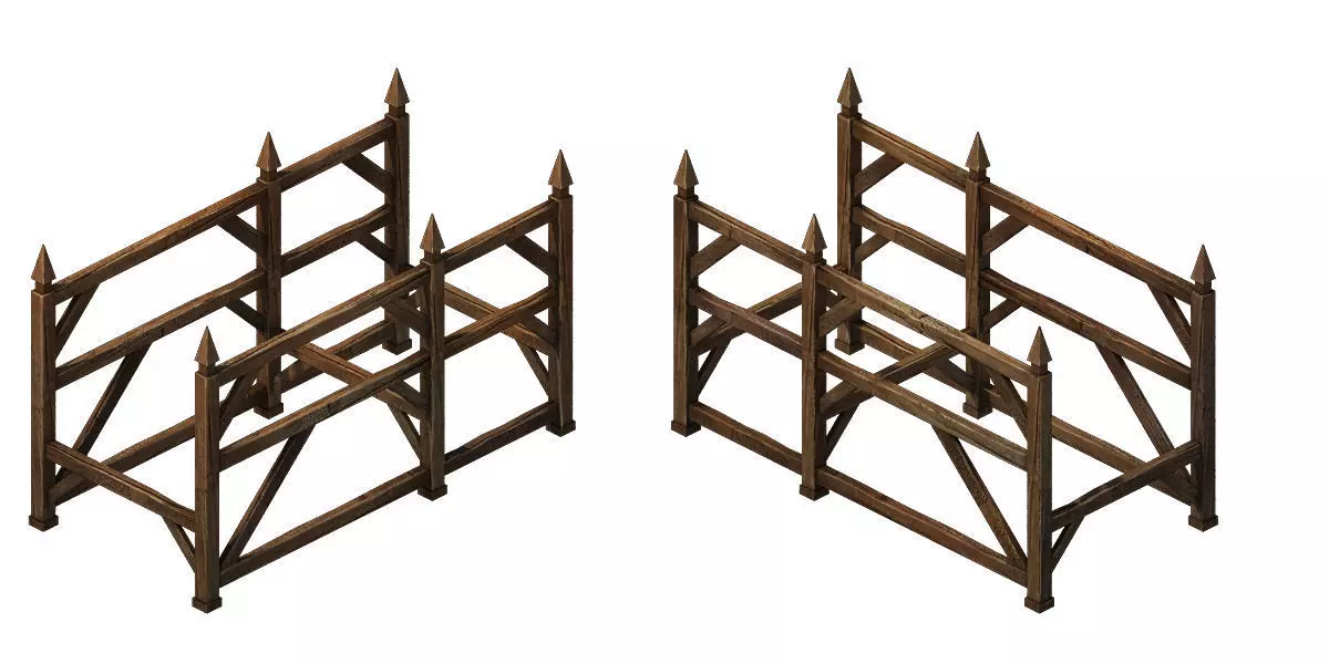 Horse racing area - wooden bar 01 3D model_0