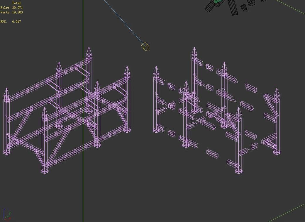 Horse racing area - wooden bar 01 3D model_6