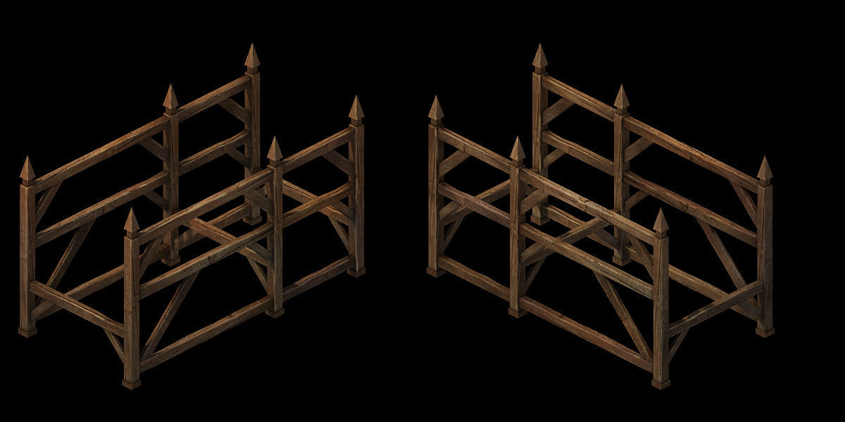 Horse racing area - wooden bar 01 3D model_1