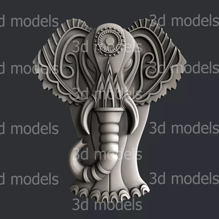 3d STL models for CNC router or 3d printer  elephant 3D model_0