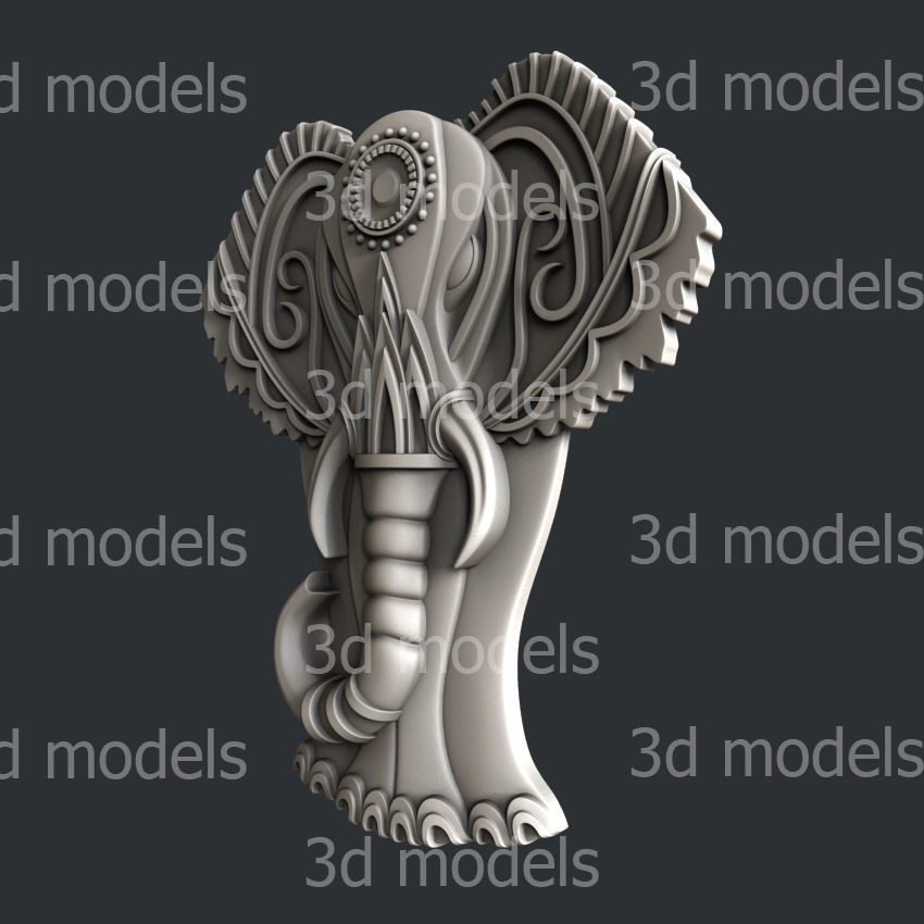 3d STL models for CNC router or 3d printer  elephant 3D model_2