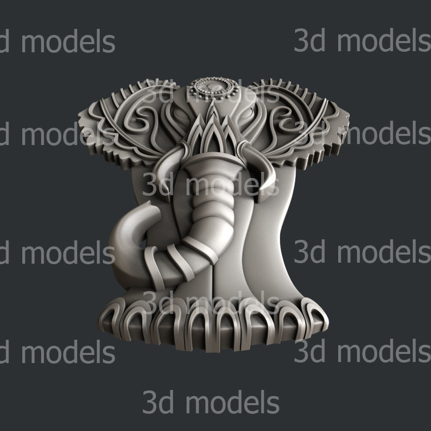 3d STL models for CNC router or 3d printer  elephant 3D model_3