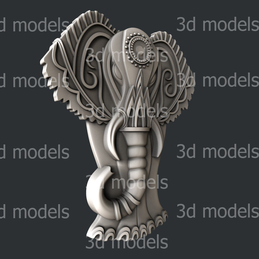 3d STL models for CNC router or 3d printer  elephant 3D model_1