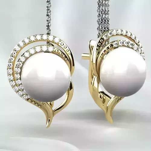 Button Pearls Gold Earrings FREE Free 3D print model