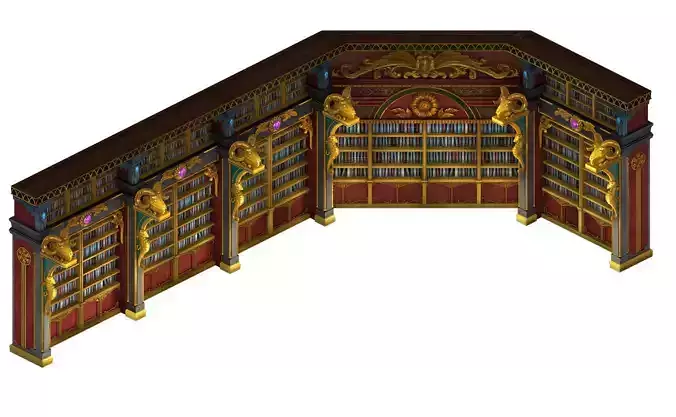 Library - Bookcase Wall Corner 01