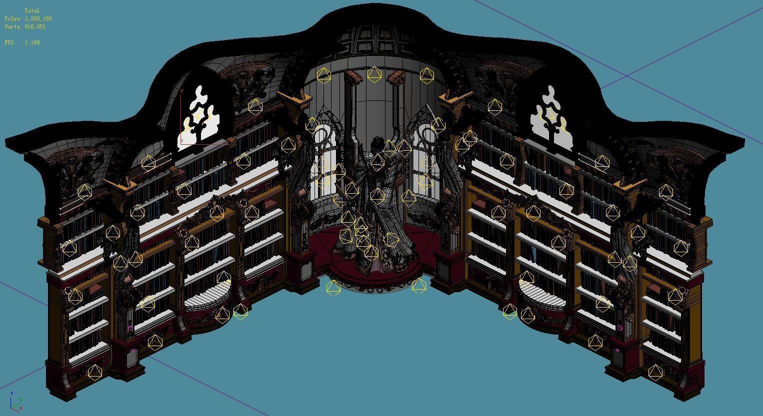 Library - Bookcase Wall Corner 02 3D model_4