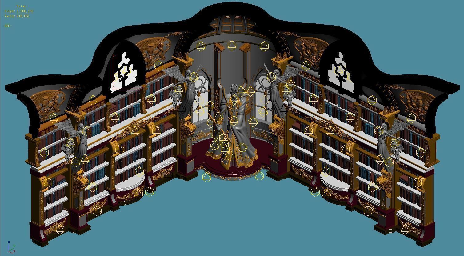 Library - Bookcase Wall Corner 02 3D model_3