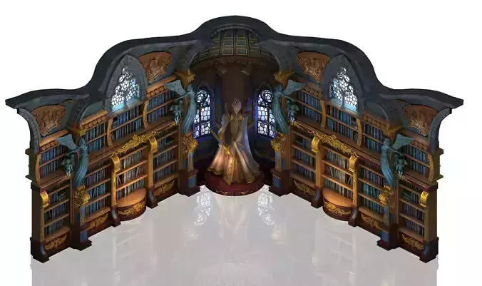 Library - Bookcase Wall Corner 02