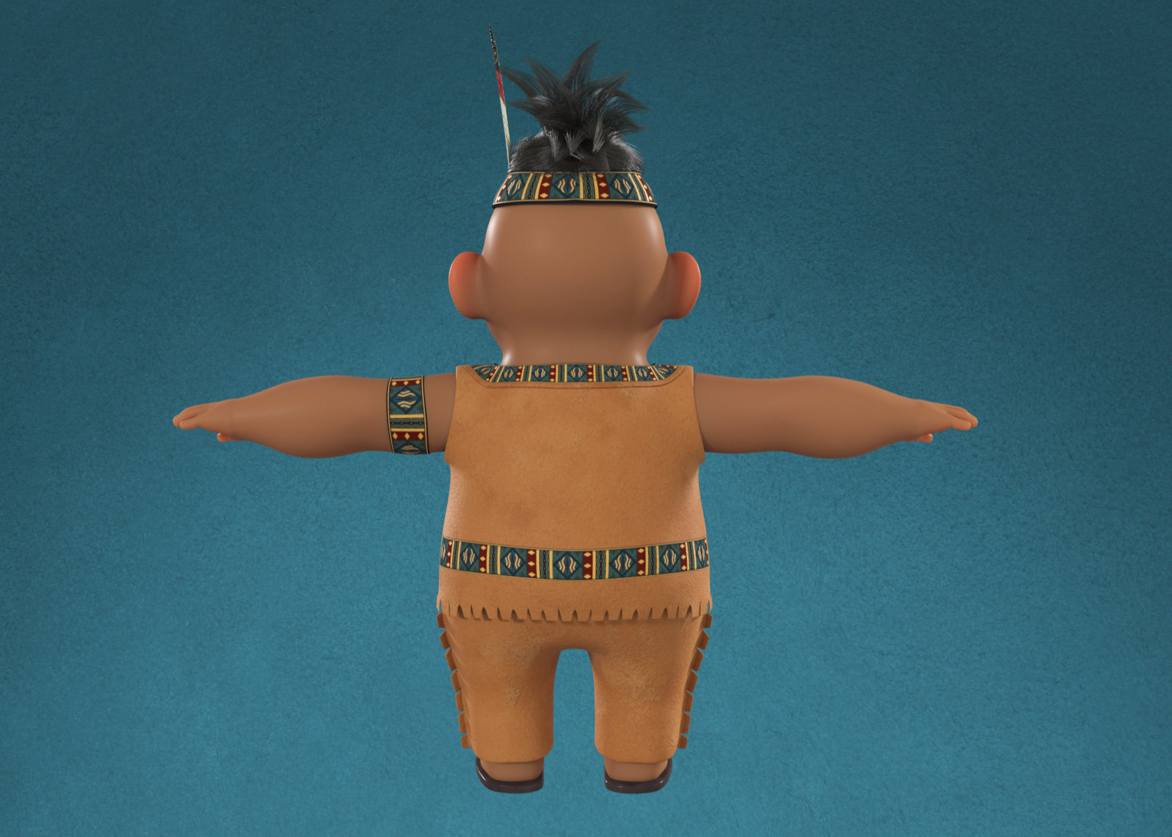 Cartoon Native American Indian Red Indian 3d Model Rigged 3D model_10