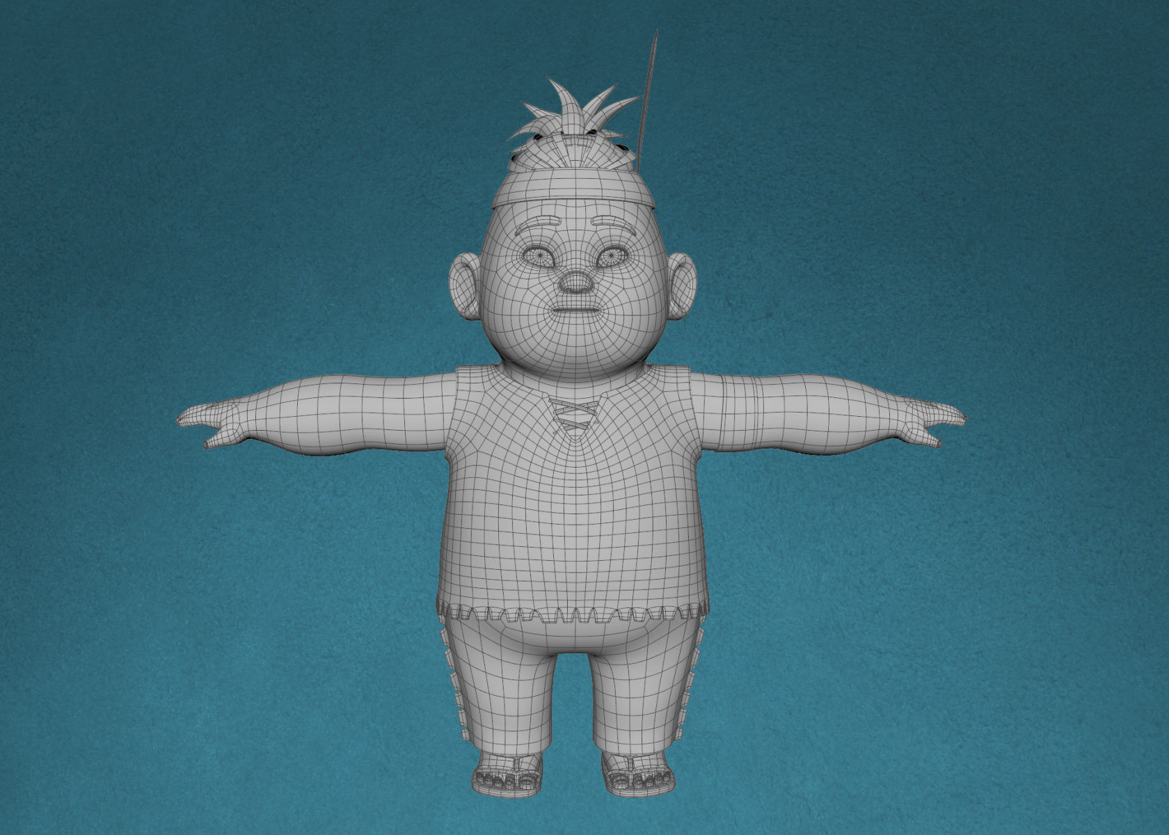 Cartoon Native American Indian Red Indian 3d Model Rigged 3D model_15