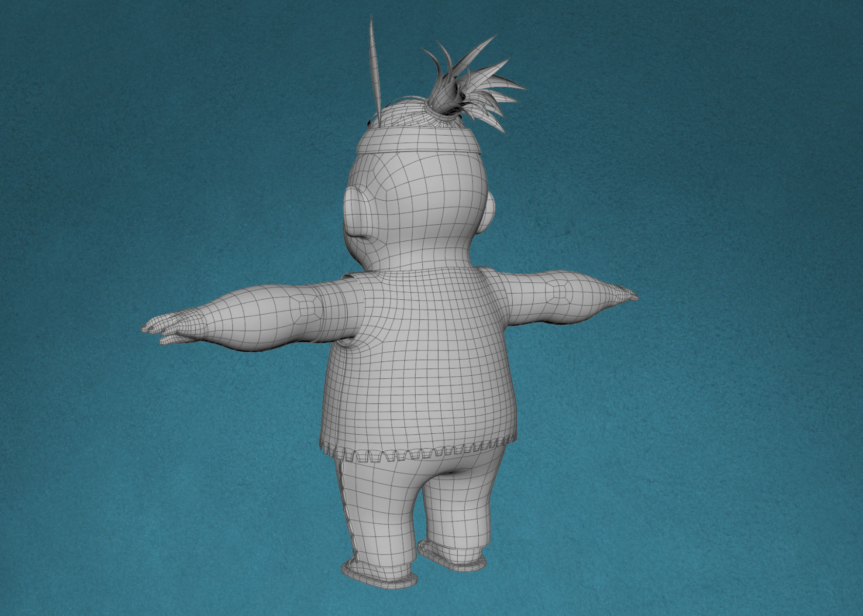 Cartoon Native American Indian Red Indian 3d Model Rigged 3D model_17