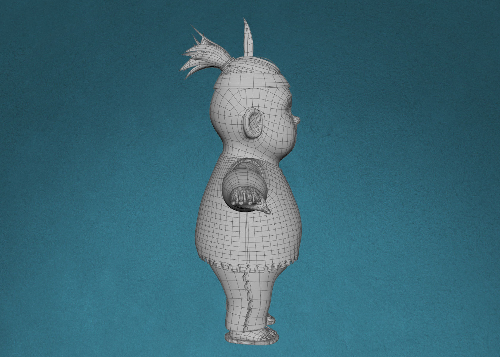 Cartoon Native American Indian Red Indian 3d Model Rigged 3D model_20