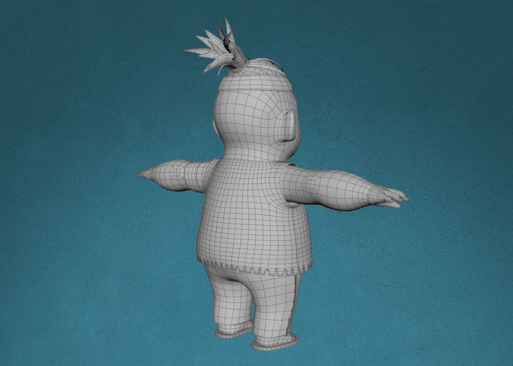 Cartoon Native American Indian Red Indian 3d Model Rigged 3D model_19