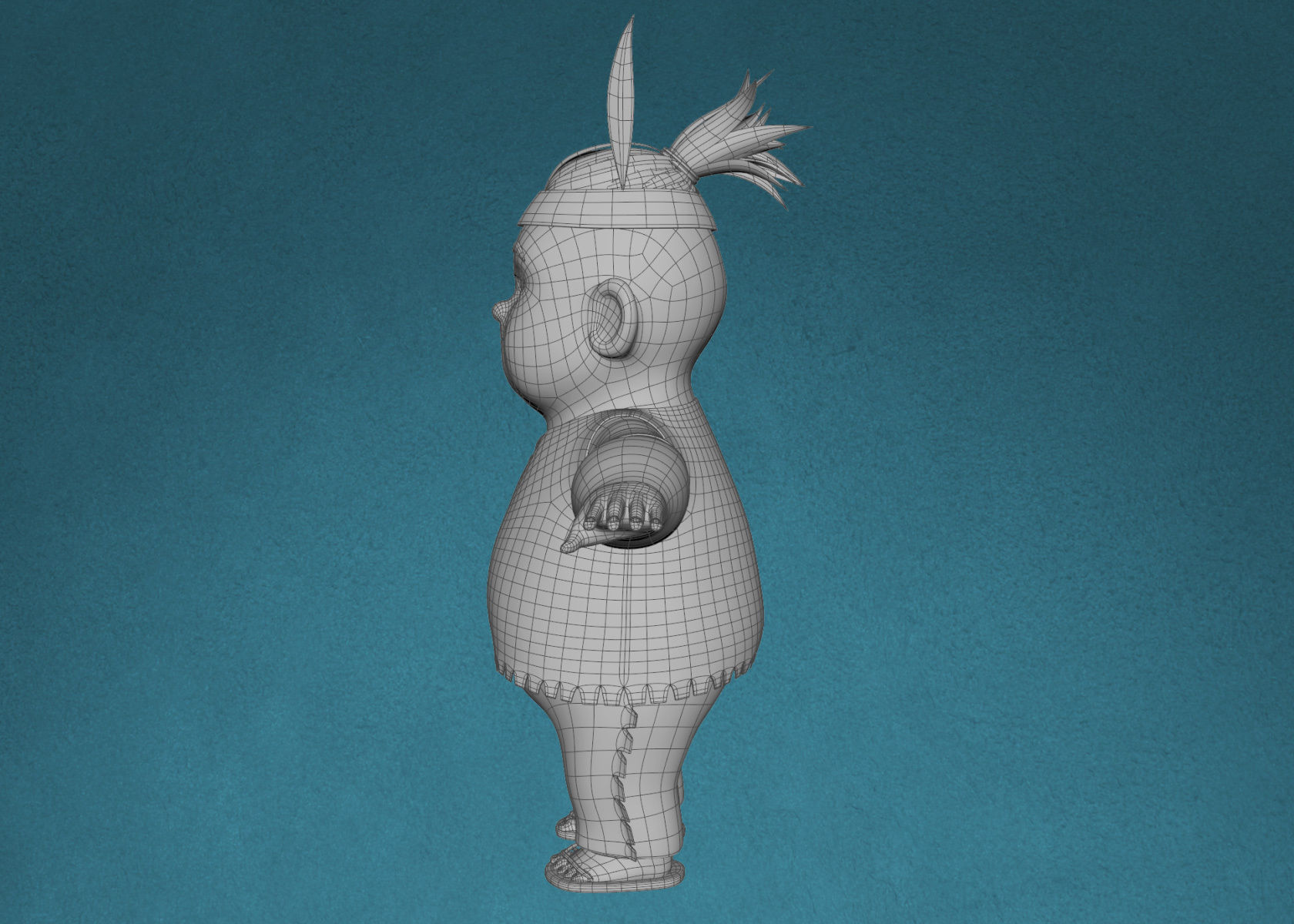 Cartoon Native American Indian Red Indian 3d Model Rigged 3D model_16