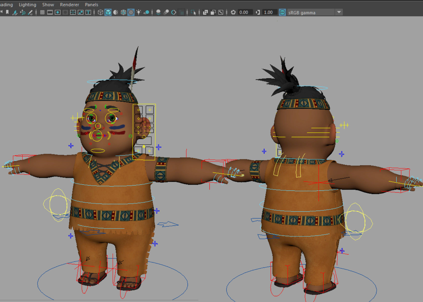 Cartoon Native American Indian Red Indian 3d Model Rigged 3D model_22