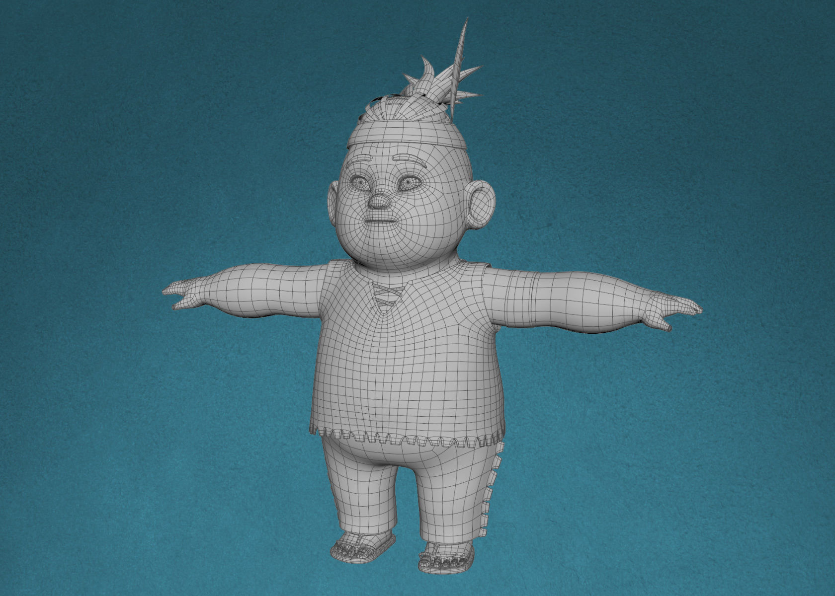 Cartoon Native American Indian Red Indian 3d Model Rigged 3D model_14