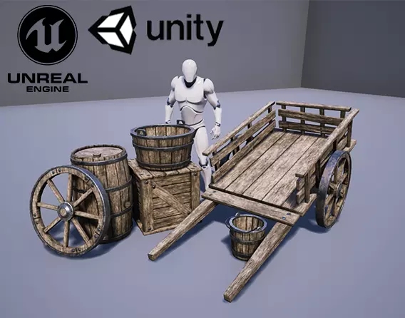 Simple Medieval Props Low-poly 3D model_0