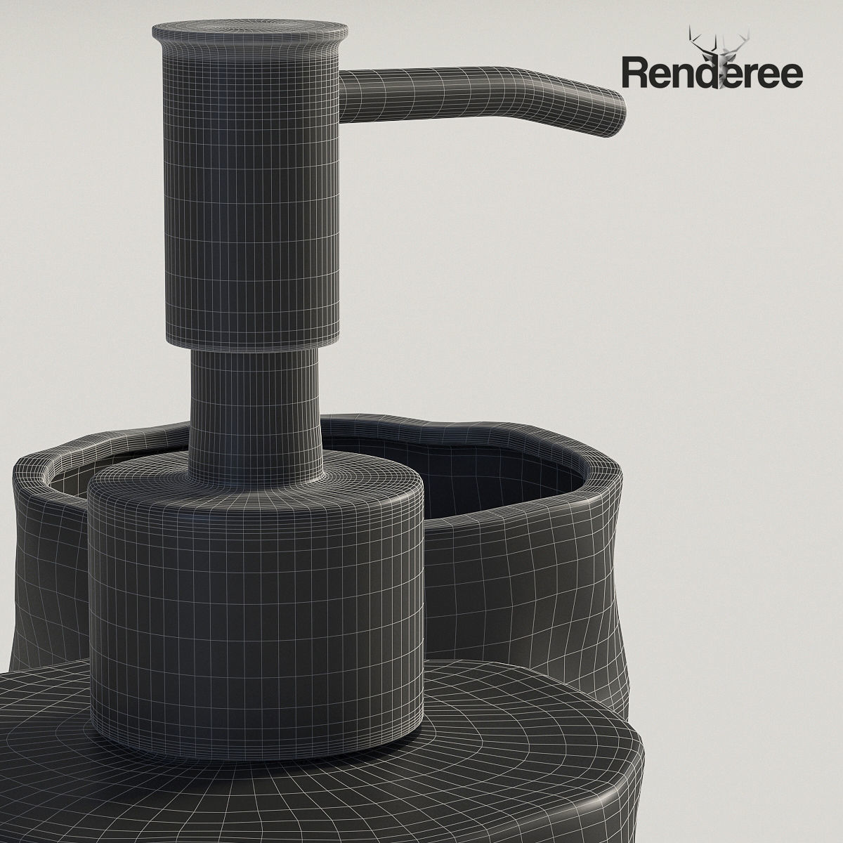 Bathroom Set White and Wood  3D model_8