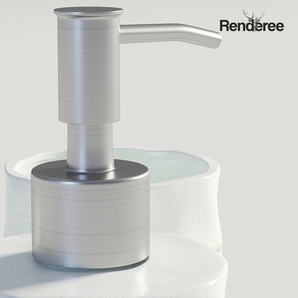 Bathroom Set White and Wood  3D model_4