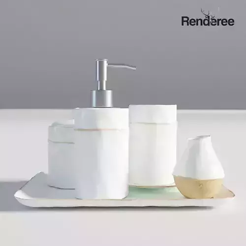 Bathroom Set White and Wood 