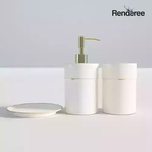 Bathroom Set White and Gold 1