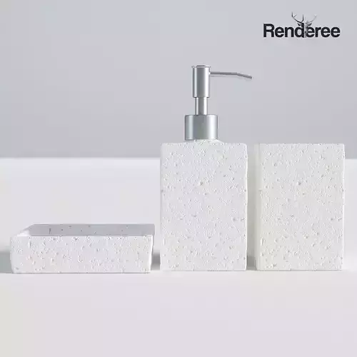 Bathroom Set White Concrete