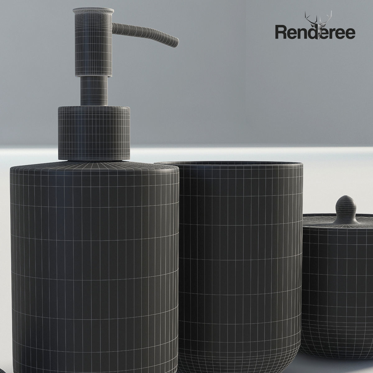 Bathroom Set Ceraminc 3D model_10